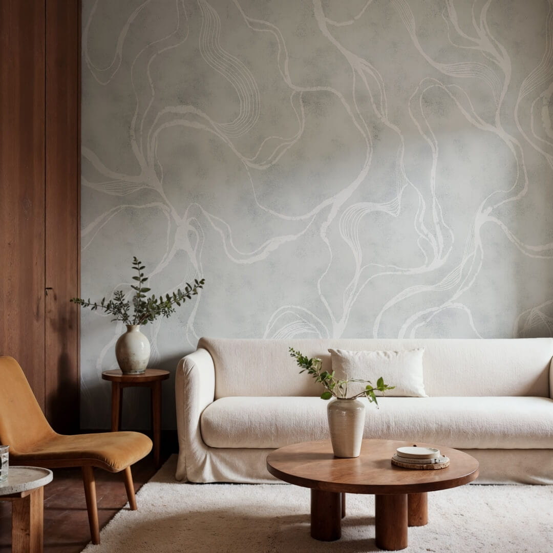 Fototapeta płynne linie Rebel Walls R21141 Soft Curve Blue Modern Simplicity