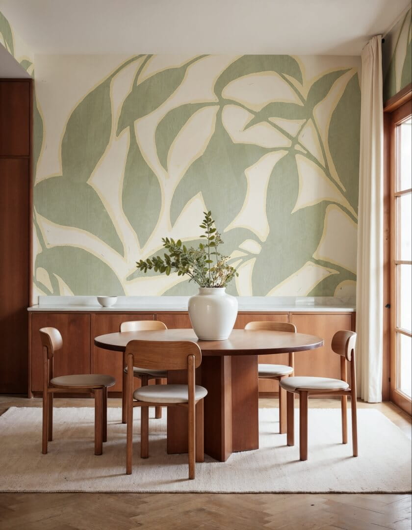 Fototapeta stylizowane liście Rebel Walls R21769 Leaf Sillhouette Green Modern Simplicity