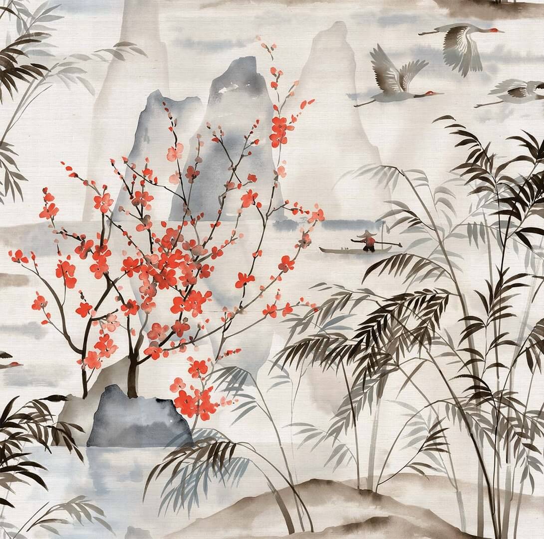 Tapeta naturalna z włókien sizalu orientalny pejzaż Carl Robinson CL31201 The Wall