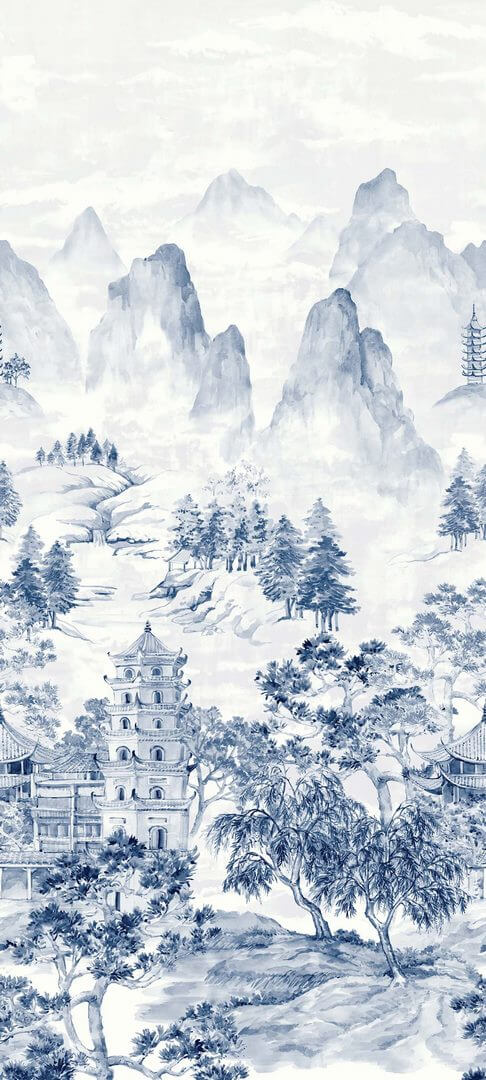 Mural orientalny krajobraz gór i pagód Carl Robinson CL32402M The Wall