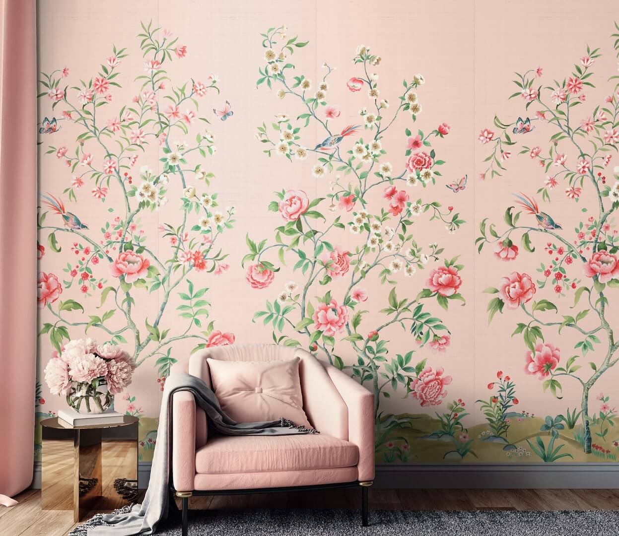 Mural naturalny z włókien sizalu inspirowany chinoiserie Carl Robinson CL33101M The Wall
