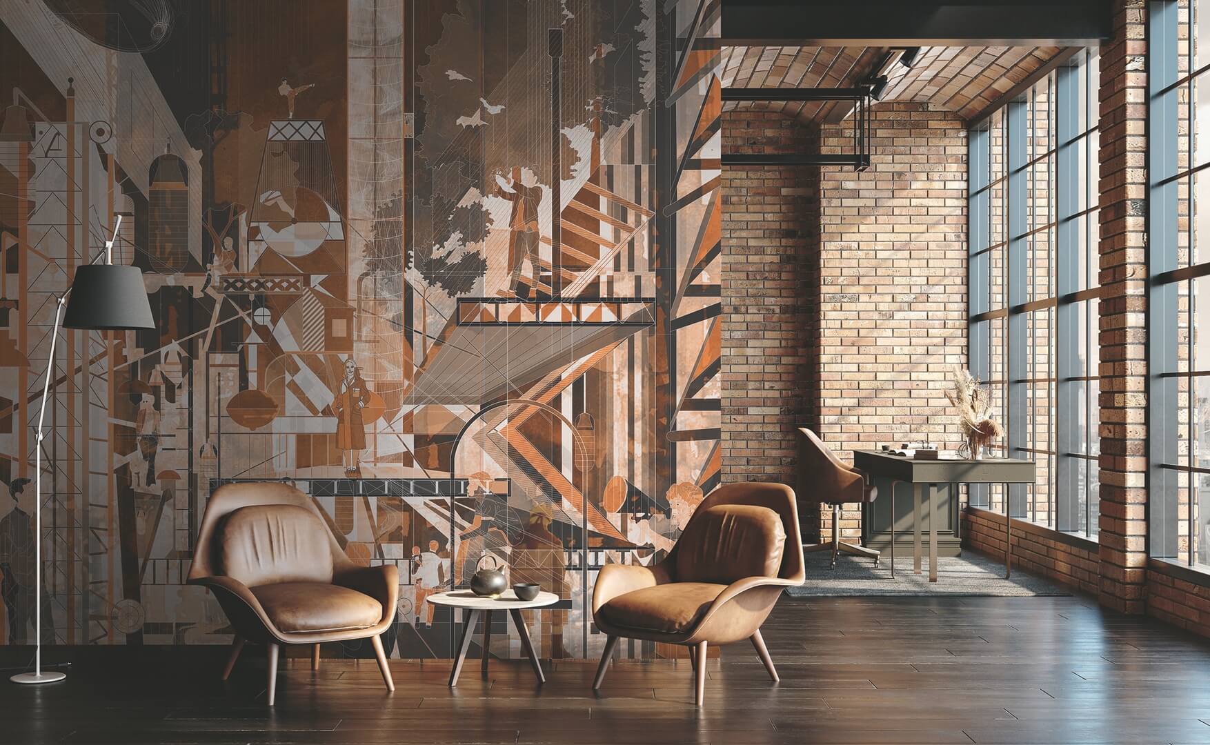 Mural dynamiczna, industrialna kompozycja Marburg 48207 Avangarde Belgrade