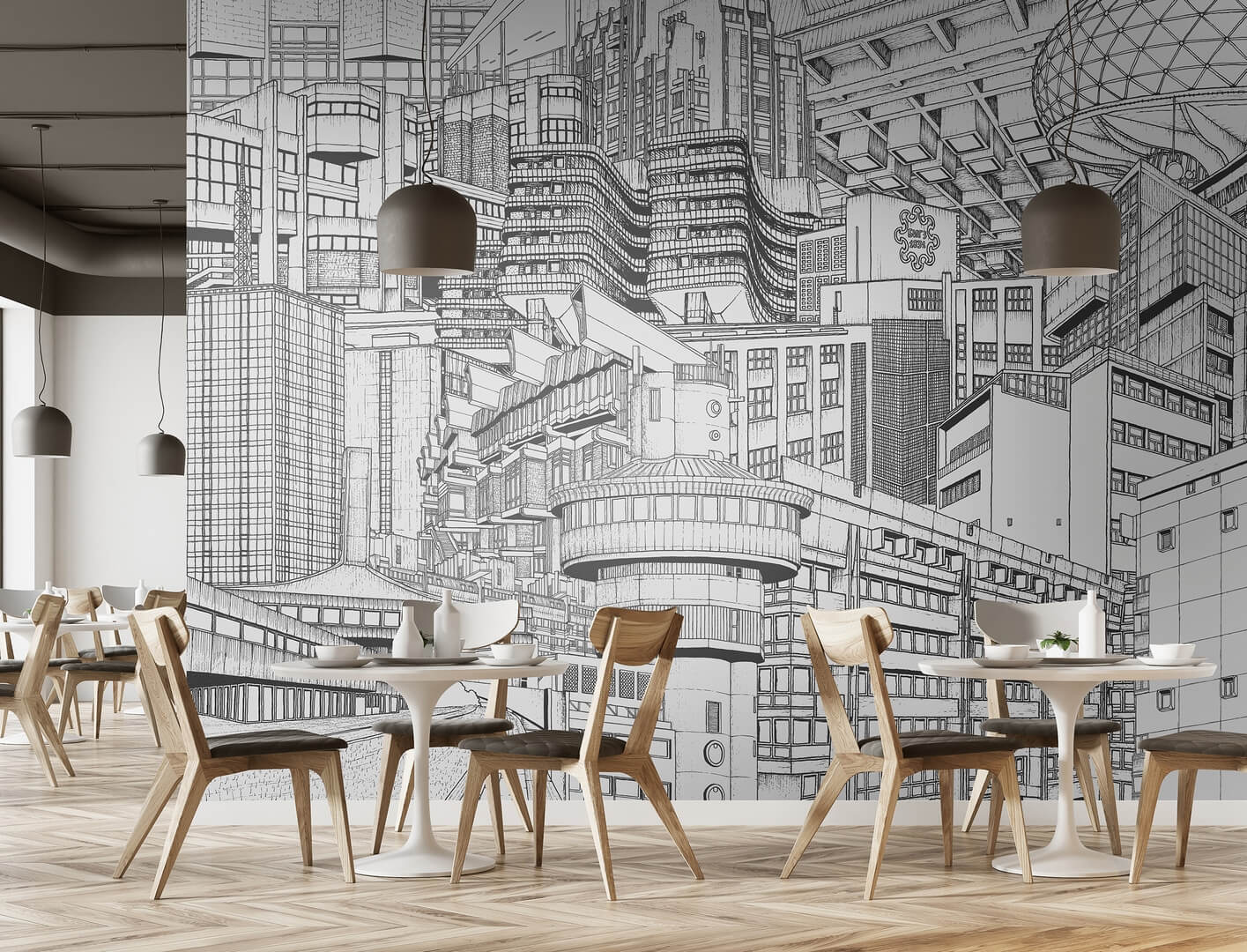 Mural futurystyczna panorama miasta Marburg 48209 Avangarde Belgrade