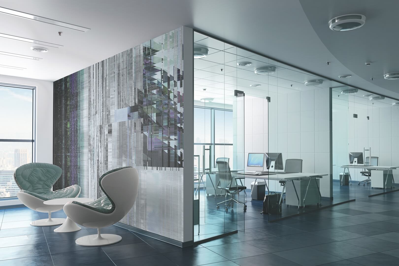 Mural abstrakcja inspirowaną estetyką cyfrową Marburg 48222 Avangarde Belgrade