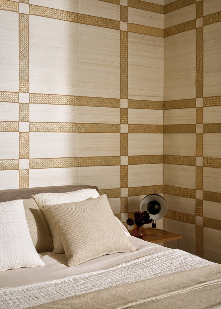Tapeta naturalna wzór geometrycznych paneli CMO Paris WPA 08 10 Kakémono Botanical Braid