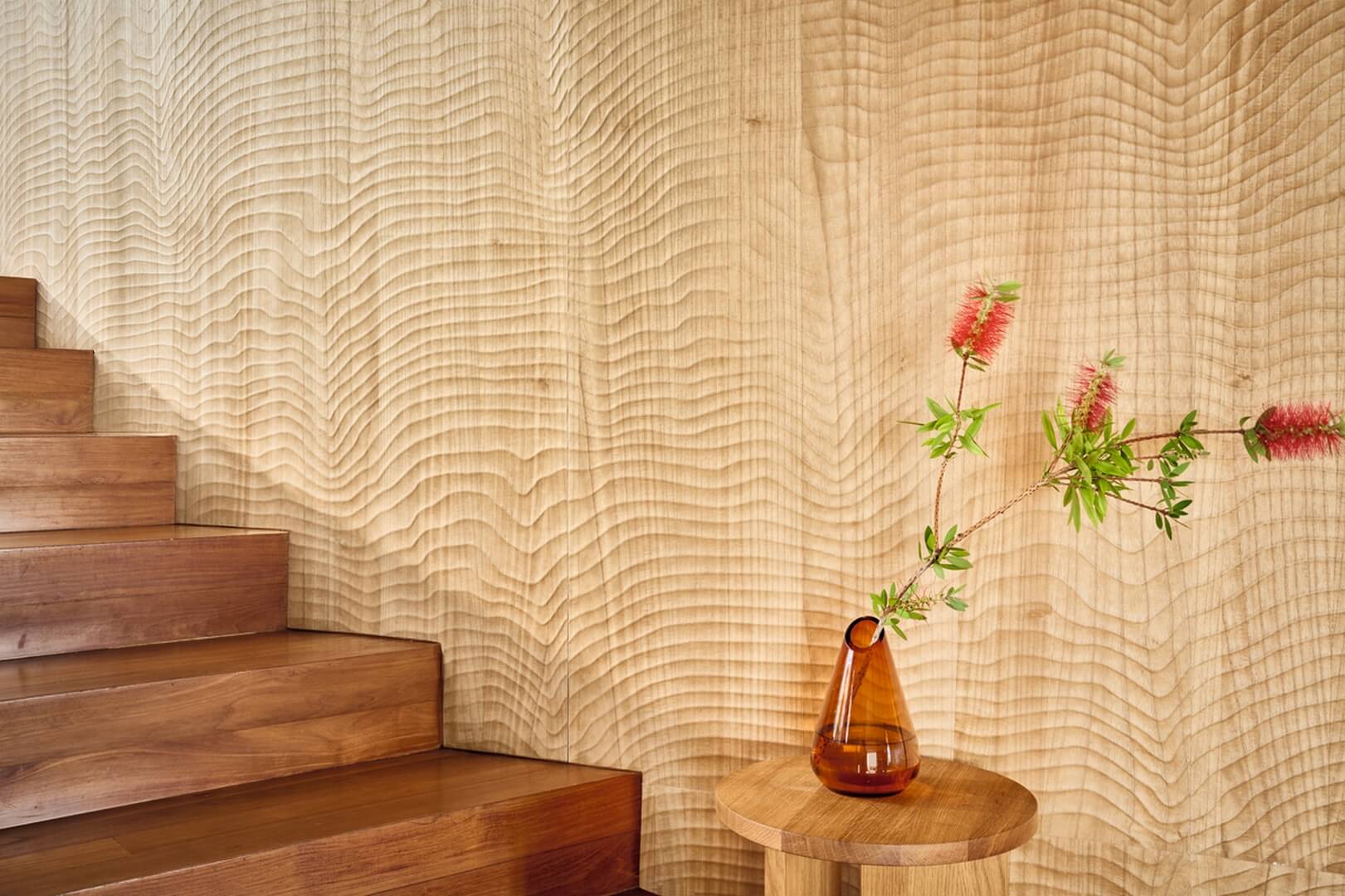 Mural naturalny fornir - falujące linie CMO Paris WBO 09 20 Dunes Wood Wallcovering 2