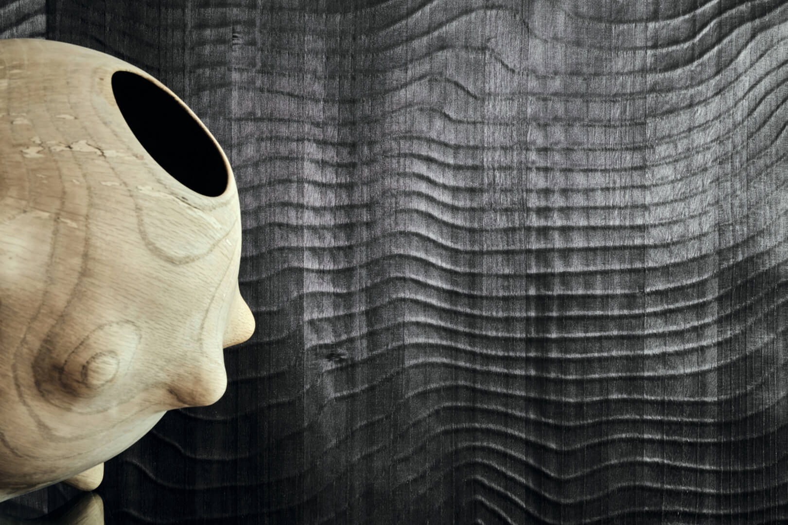 Mural naturalny fornir - falujące linie CMO Paris WBO 09 80 Dunes Wood Wallcovering 2