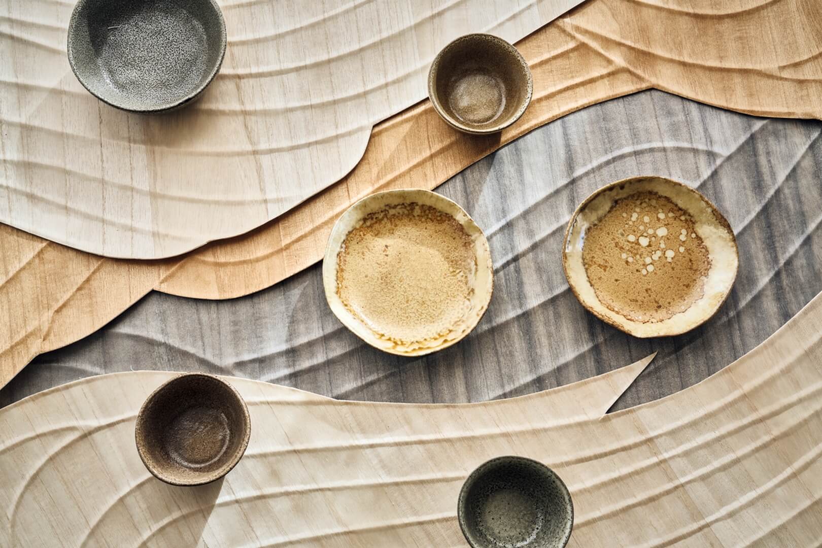 Mural naturalny fornir - falujące linie CMO Paris WBO 10 10 Ressac Wood Wallcovering 2