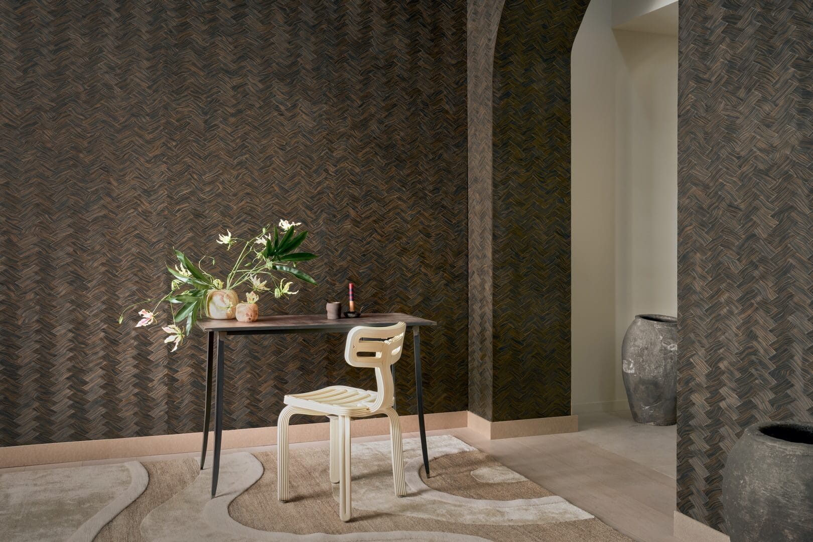 Tapeta naturalny fornir - drewniana jodełka CMO Paris WBO 08 75 Bois Tressé Wild Nature