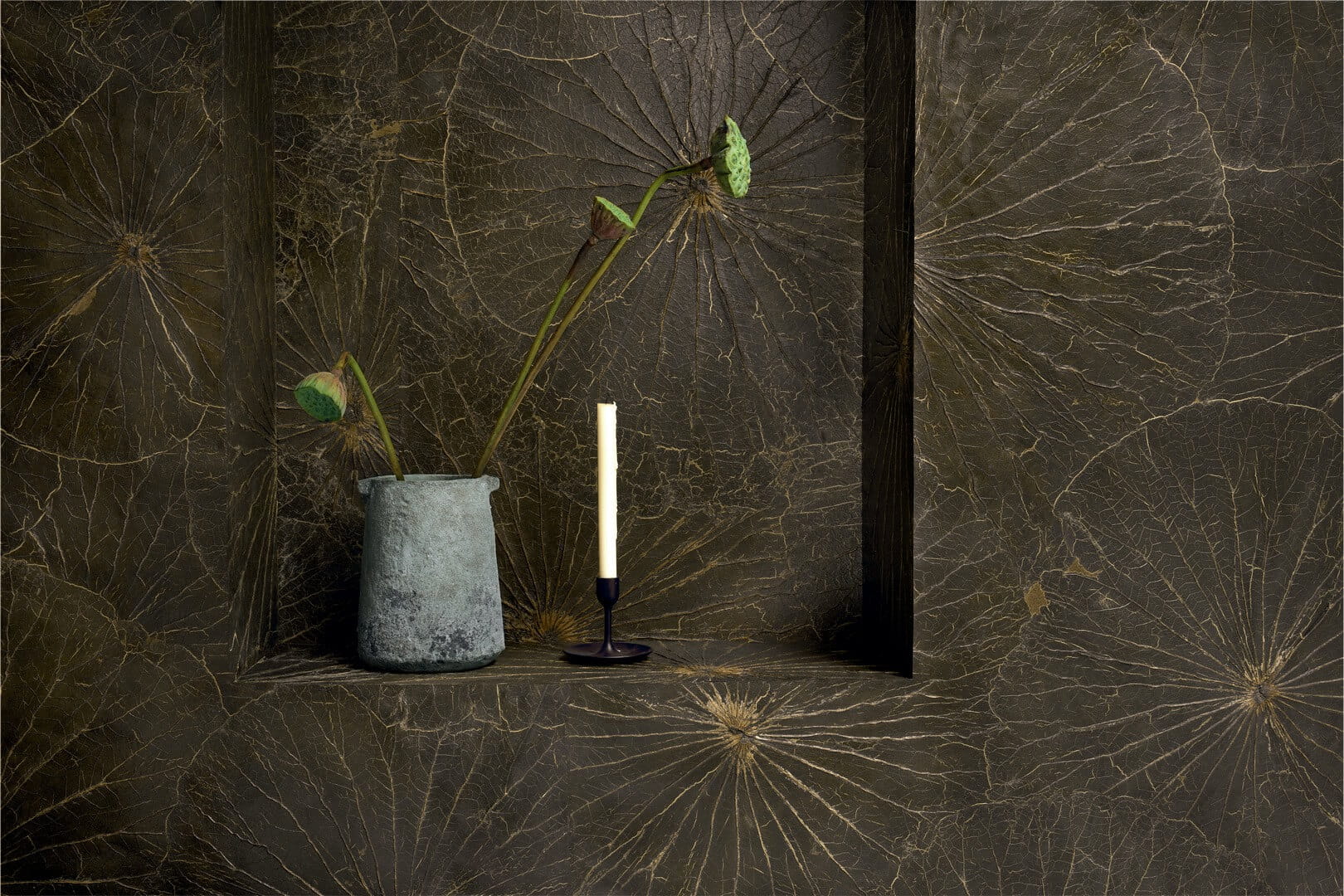 Tapeta naturalna z liści lilii wodnej CMO Paris WNE 02 68 Nénuphar Sauvage Wild Nature