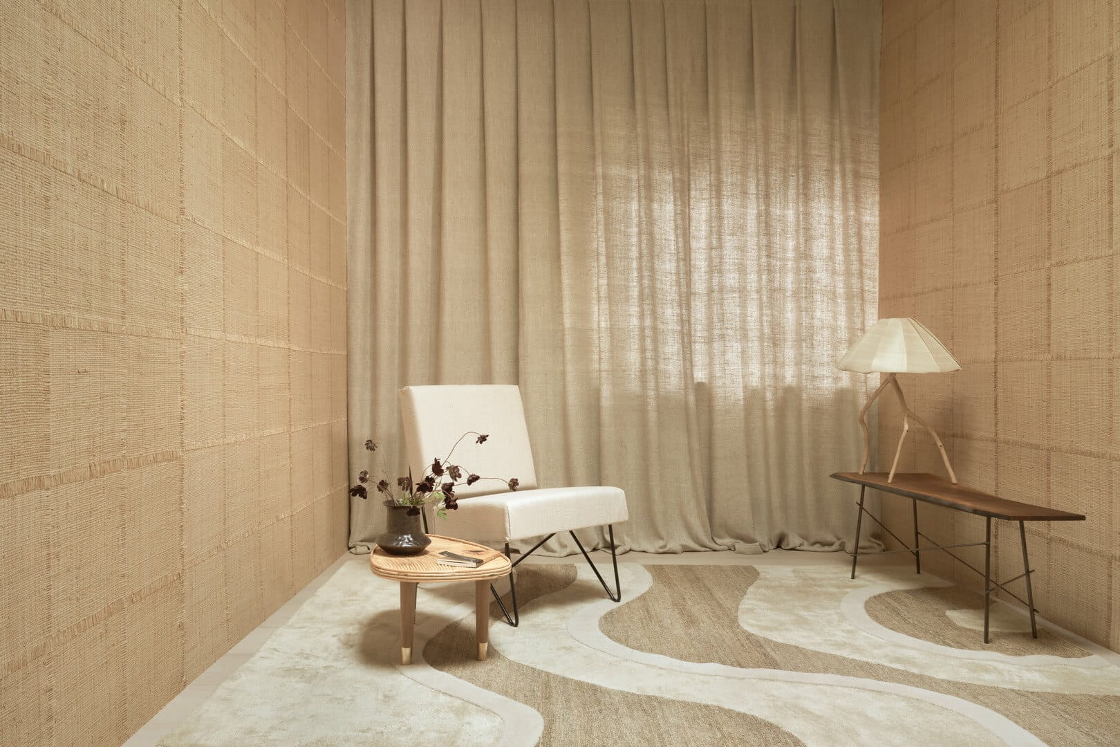 Tapeta naturalna z włókien rafii - geometryczna CMO Paris WRA 12 10 Raphia Cadre Raffia Wallcovering 4