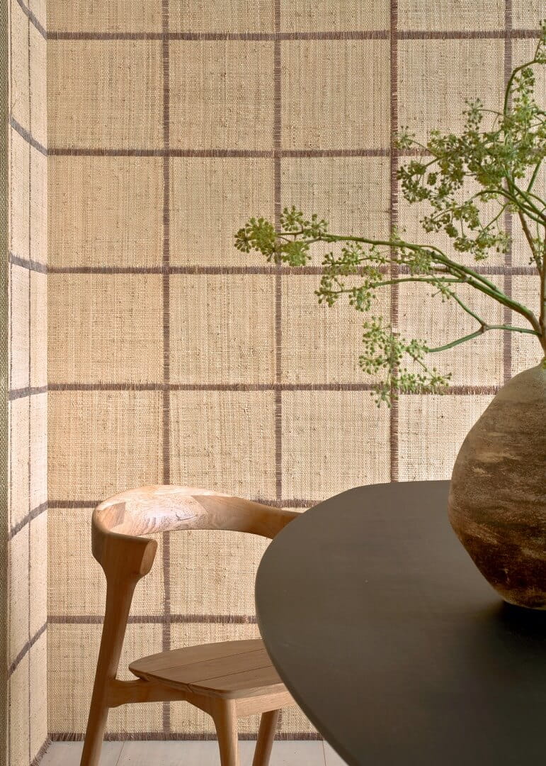 Tapeta naturalna z włókien rafii - geometryczna CMO Paris WRA 12 72 Raphia Cadre Raffia Wallcovering 4