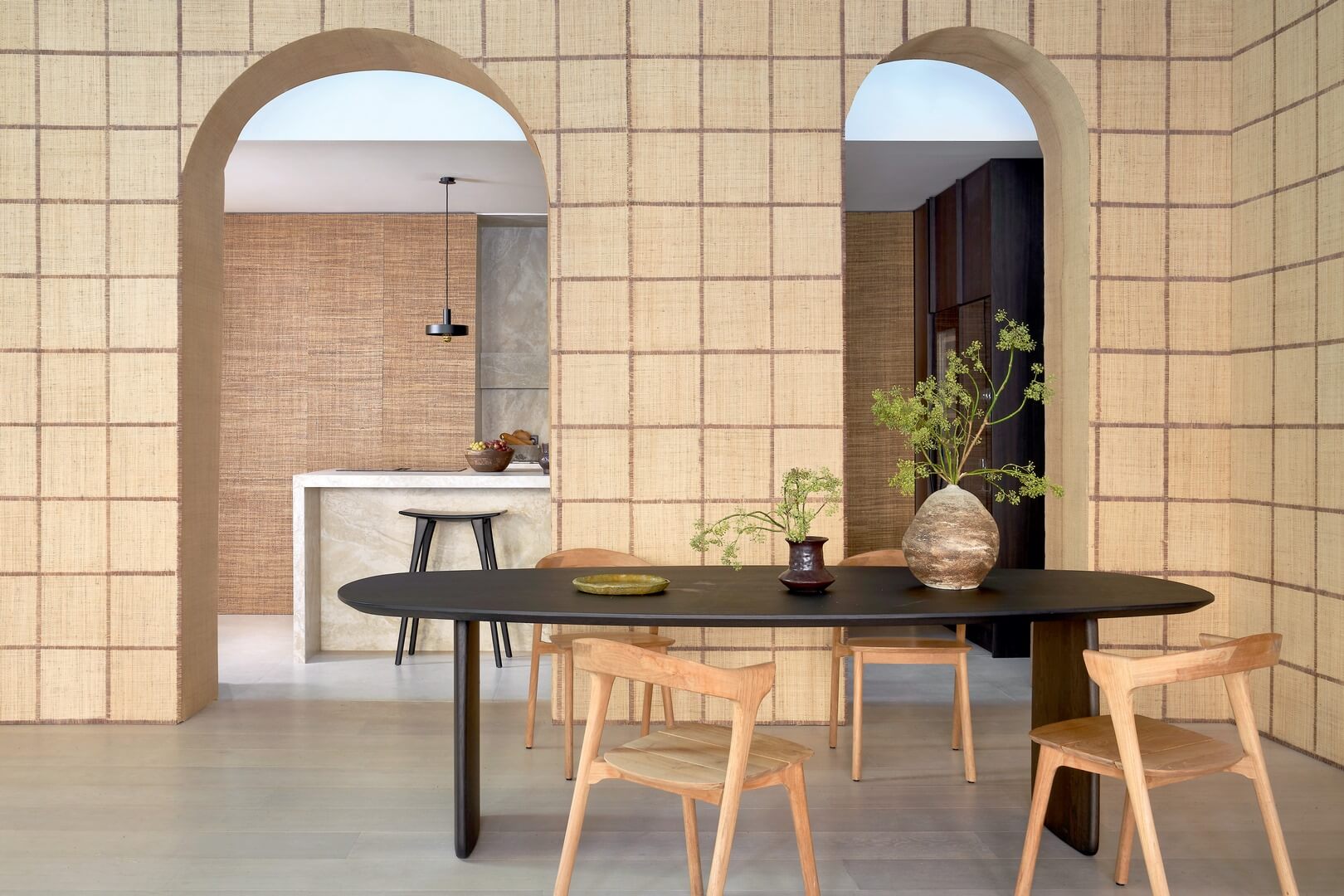 Tapeta naturalna z włókien rafii - geometryczna CMO Paris WRA 12 72 Raphia Cadre Raffia Wallcovering 4