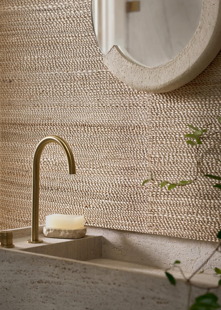 Tapeta naturalna z włókien abaki - poziome pasma CMO Paris WAB 08 20 Abaca Tressé Abaca Wallcovering