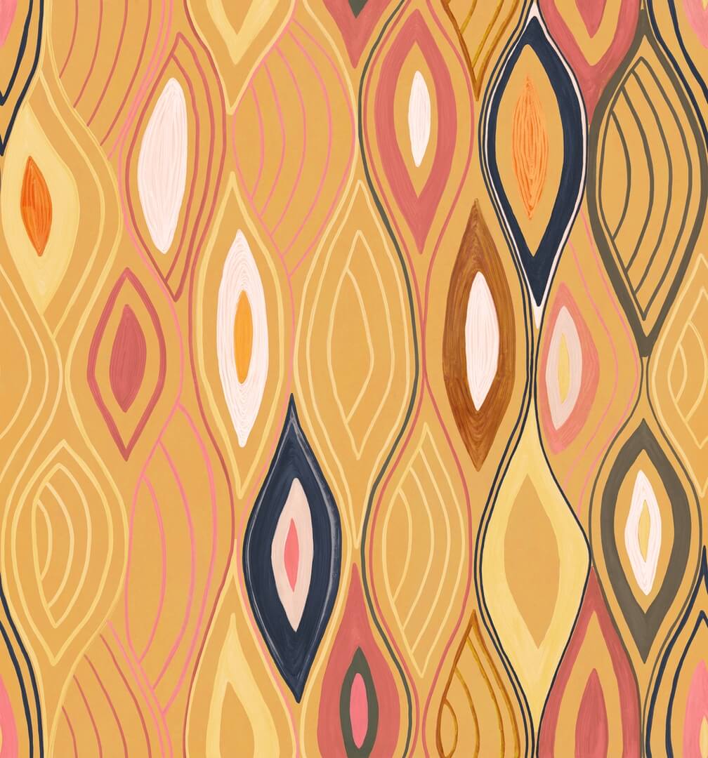 Mural abstrakcyjny - płynne linie Elitis VP 1002 01 Arabesque Cordes Sensibles x Véronique de Soultrait