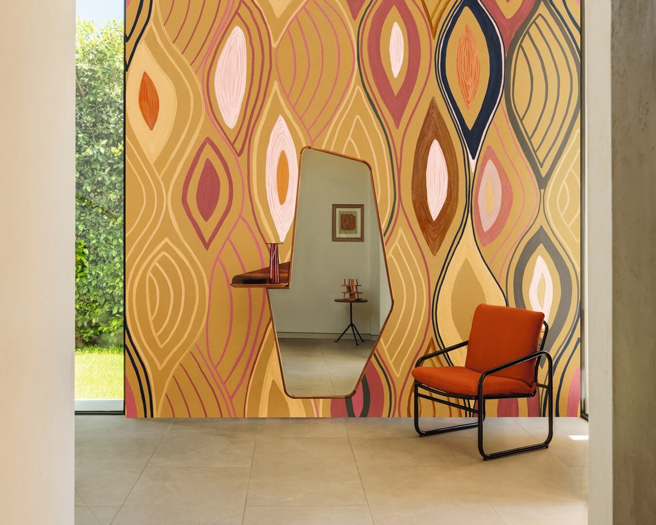 Mural abstrakcyjny - płynne linie Elitis VP 1002 01 Arabesque Cordes Sensibles x Véronique de Soultrait