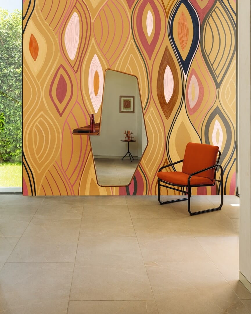 Mural abstrakcyjny - płynne linie Elitis VP 1002 01 Arabesque Cordes Sensibles x Véronique de Soultrait