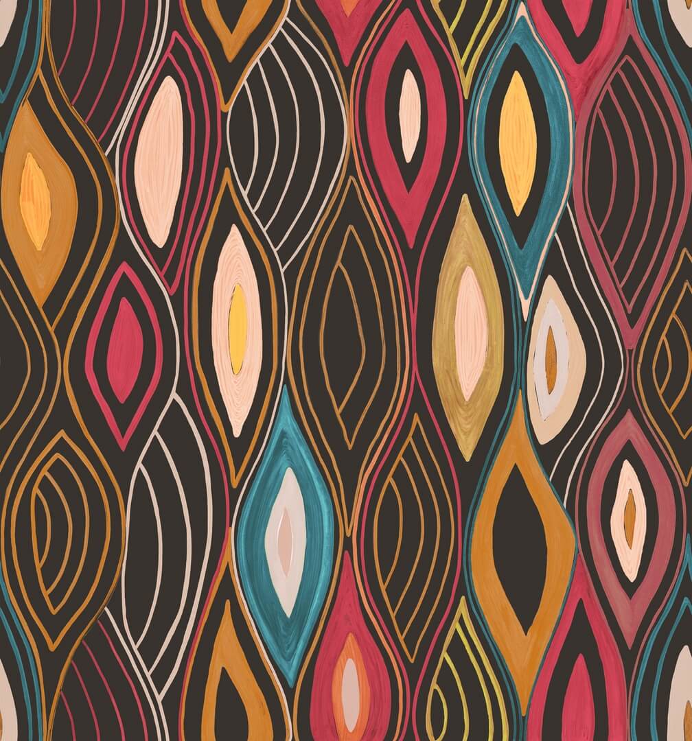 Mural abstrakcyjny - płynne linie Elitis VP 1002 02 Arabesque Cordes Sensibles x Véronique de Soultrait