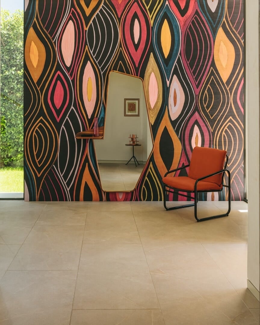 Mural abstrakcyjny - płynne linie Elitis VP 1002 02 Arabesque Cordes Sensibles x Véronique de Soultrait