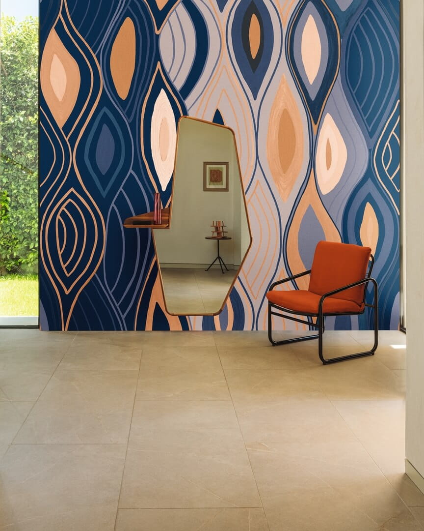 Mural abstrakcyjny - płynne linie Elitis VP 1002 03 Arabesque Cordes Sensibles x Véronique de Soultrait
