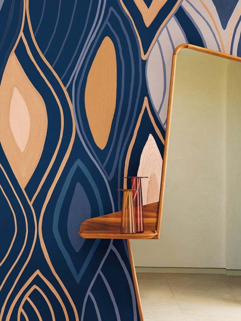 Mural abstrakcyjny - płynne linie Elitis VP 1002 03 Arabesque Cordes Sensibles x Véronique de Soultrait