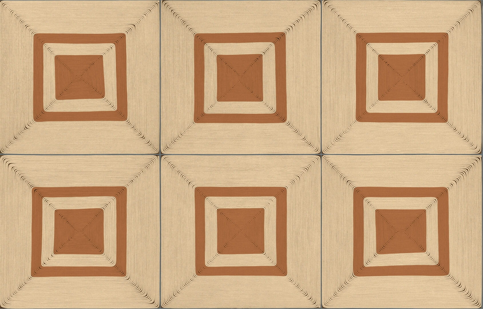 Tapeta geometryczna kwadraty ze strukturą sznurka Elitis VP 996 11 Carrés Jalonnés Cordes Sensibles x Véronique de Soultrait
