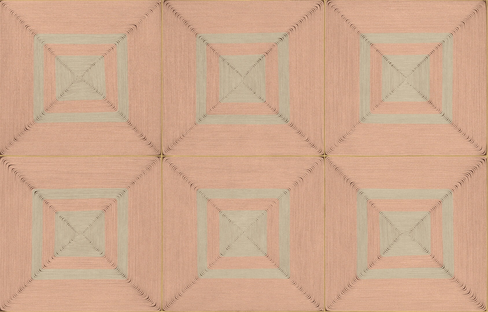 Tapeta geometryczna kwadraty ze strukturą sznurka Elitis VP 996 50 Carrés Jalonnés Cordes Sensibles x Véronique de Soultrait