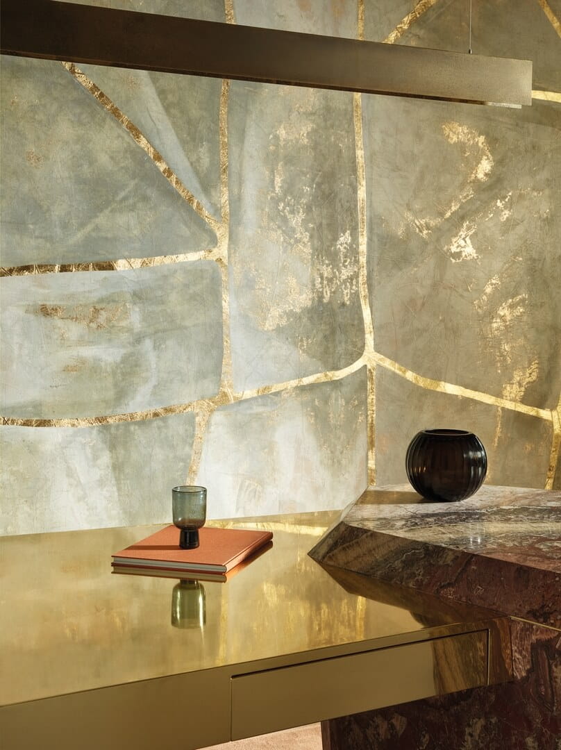 Mural inspirowany japońską techniką Kintsugi  Elitis VP 1022 01 Kintsugi Eclat Kintsugi