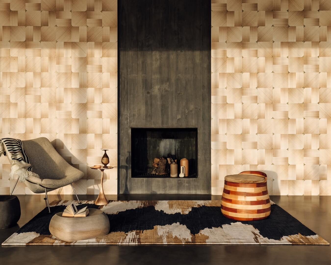 Tapeta geometryczna z włókien abaki Elitis RM 1072 10 Circé Maestria