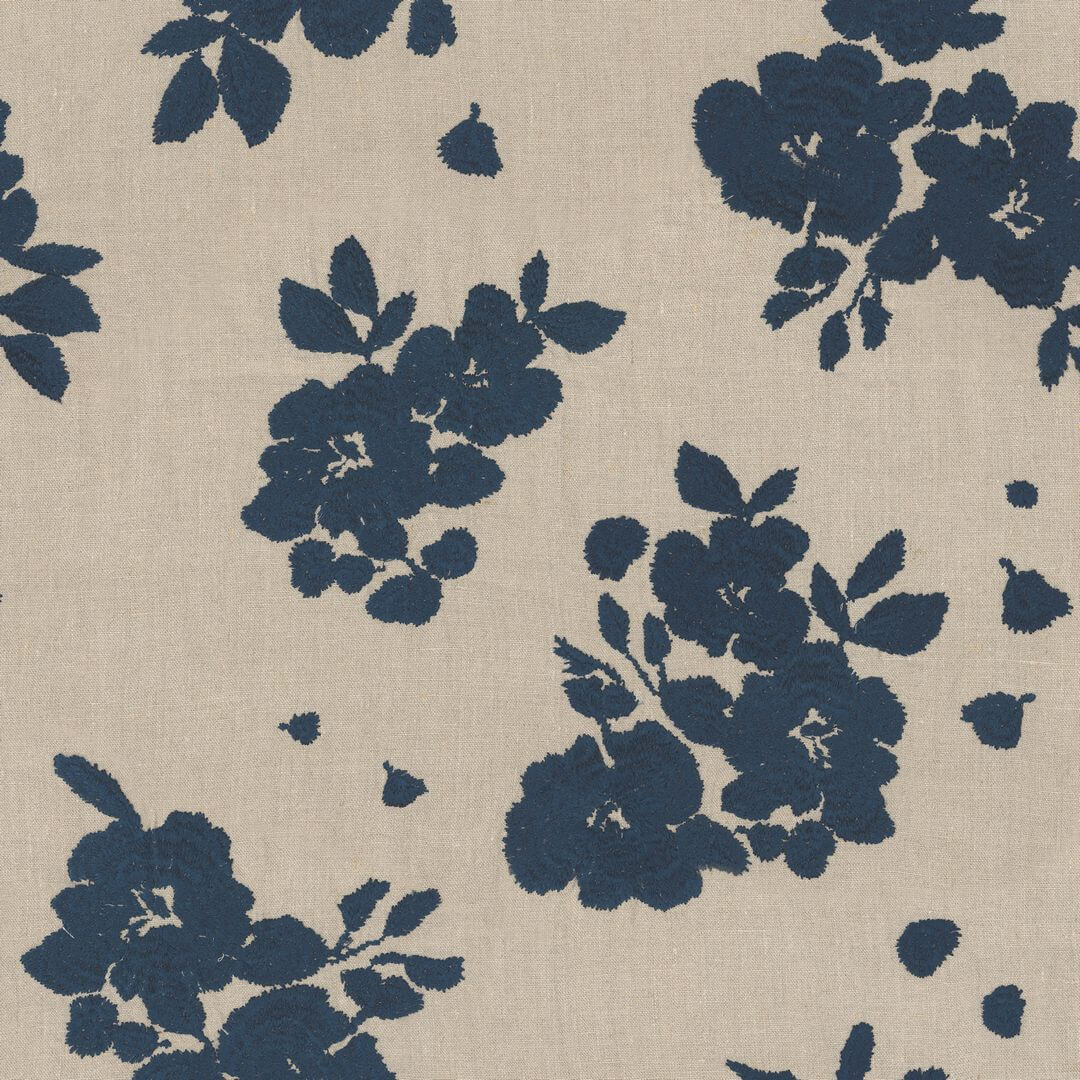 Tkanina lniana z kwiatowym haftem Casamance 90900670 Gardenia The Lost Garden