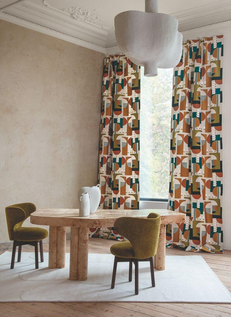 Tkanina z haftem geometryczna Casamance 90730181 A Contretemps Les Modernes