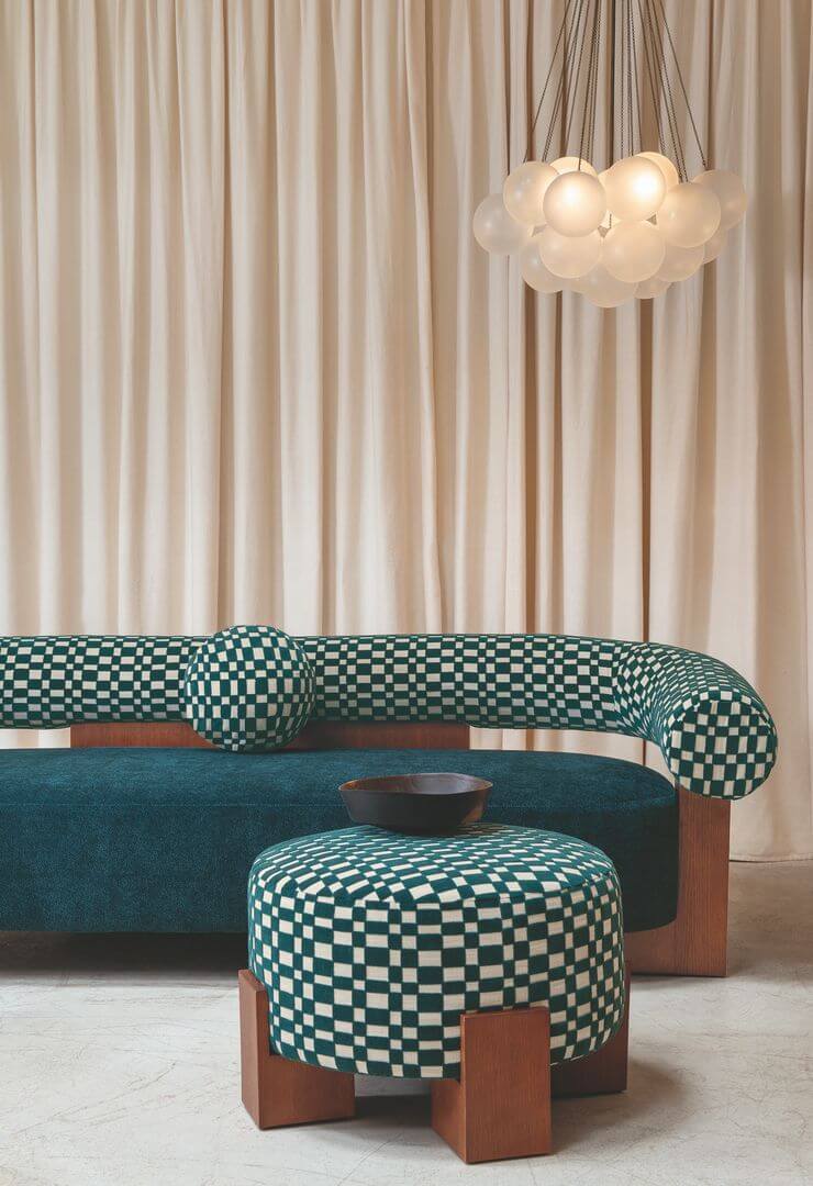 Tkanina geometryczny aksamit Casamance 90890325 Modulor Les Modernes