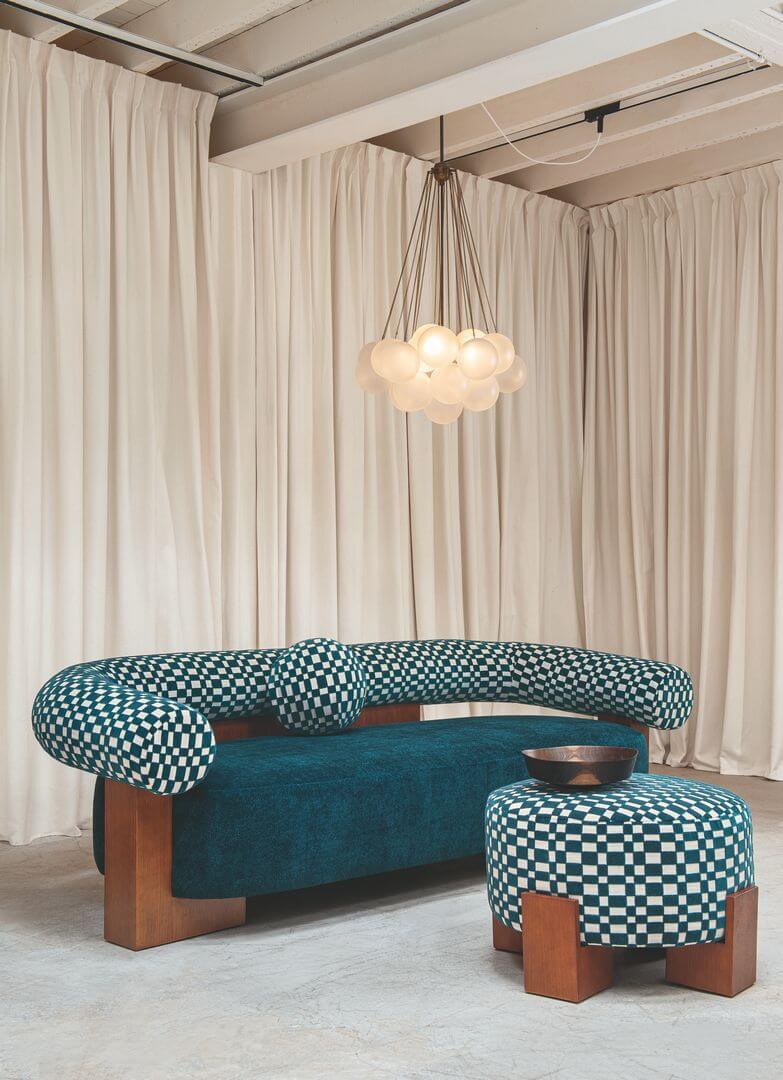 Tkanina geometryczny aksamit Casamance 90890530 Modulor Les Modernes