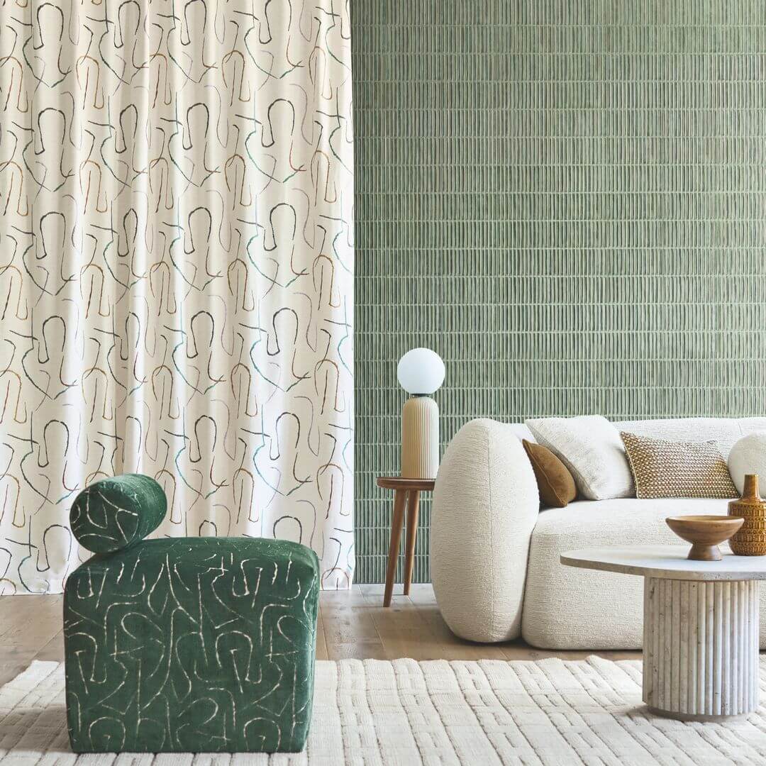 Tkanina z haftowanym, abstrakcyjnym wzorem Camengo 47750529 Fusain Edition