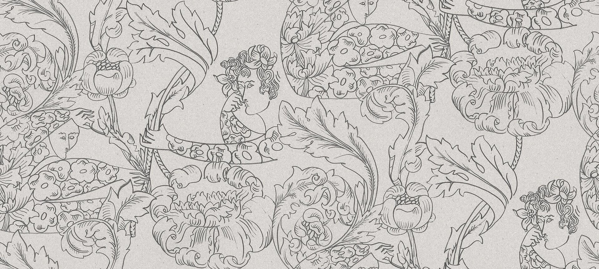 Mural artystyczny - kwiaty i twarze Boras Tapeter Studio 9833W Floral Dream