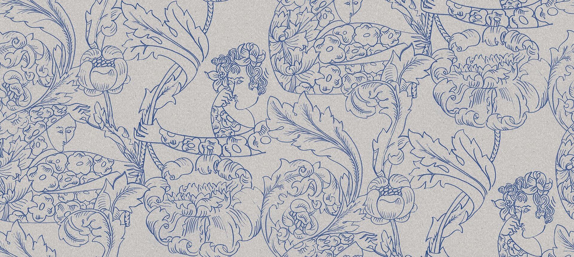 Mural artystyczny - kwiaty i twarze Boras Tapeter Studio 9834W Floral Dream