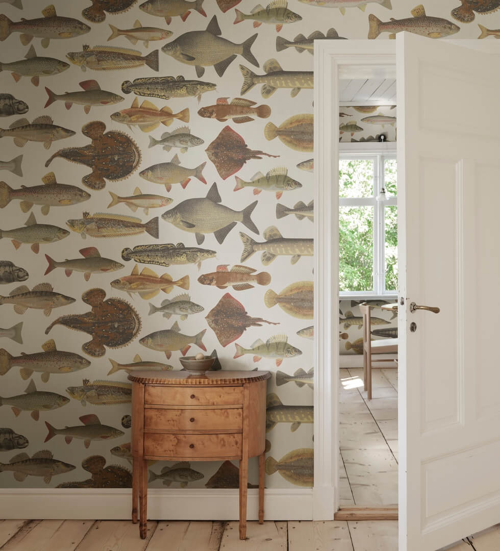 Fototapeta ryby Sandberg S10728 Scandinavian Fishes Beige Heritage