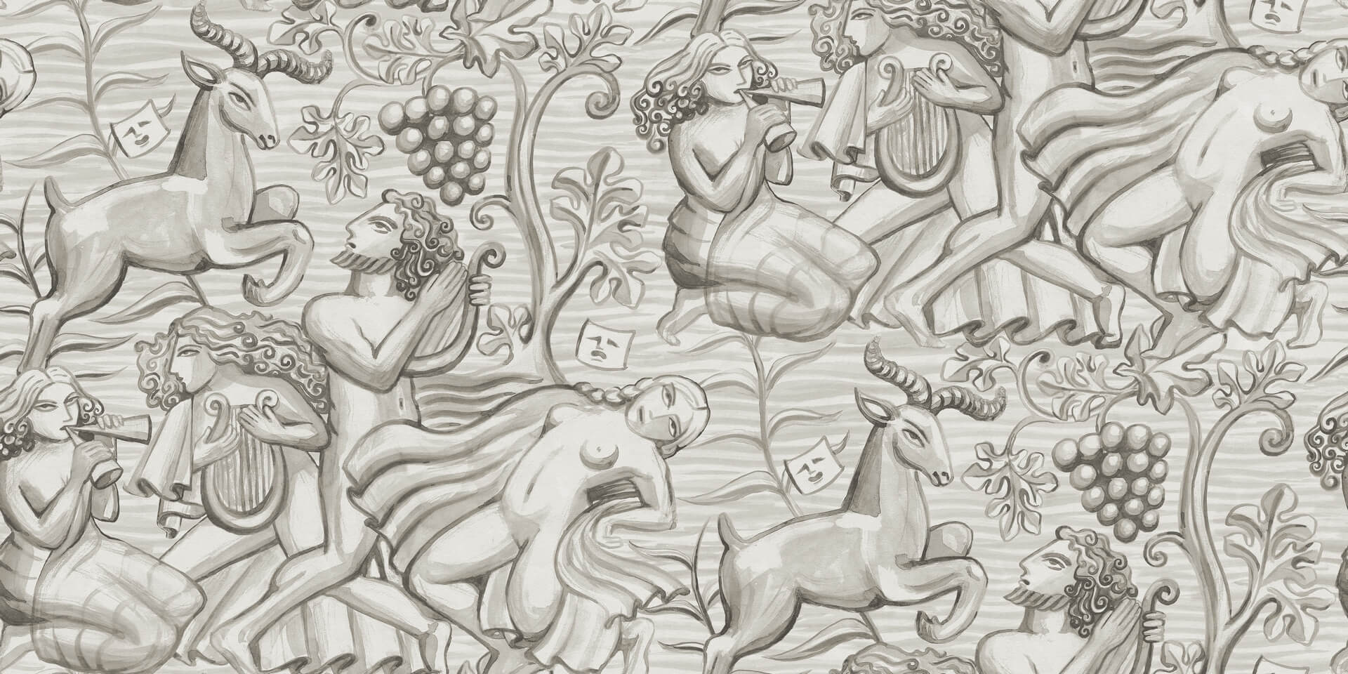 Fototapeta z mitologicznym wzorem Sandberg S10757 Baccus Graphite Heritage
