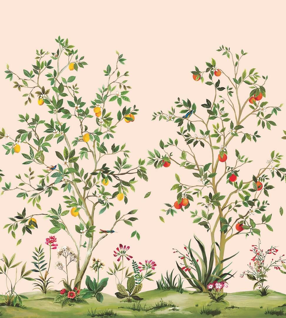 Mural botaniczny - kwitnące krzewy Wallquest DB30301M Daisy Bennett