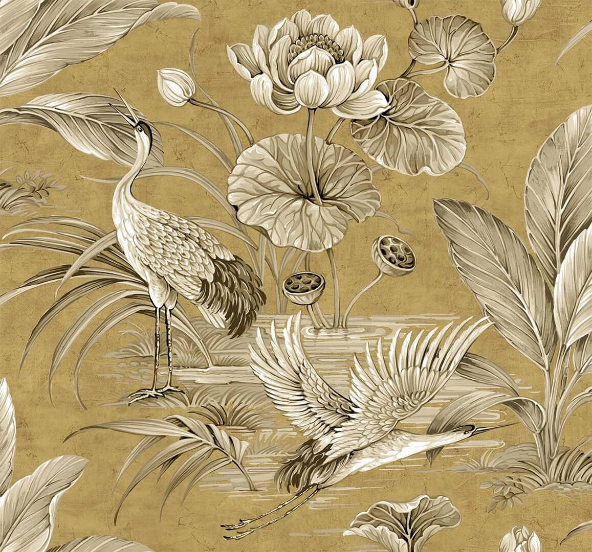 Tapeta botaniczna z żurawiami Wallquest CH30905 Chinoiserie