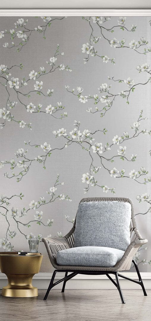 Tapeta kwitnące magnolie – metaliczna Wallquest CH31408 Chinoiserie
