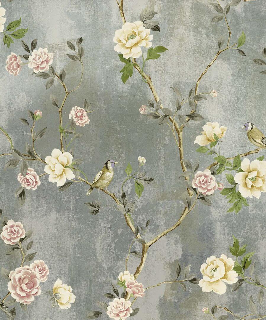 Tapeta botaniczna – metaliczna Wallquest CH31627 Chinoiserie