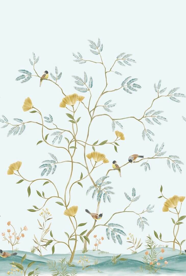 Mural rośliny i ptaki Wallquest CH31902M Chinoiserie