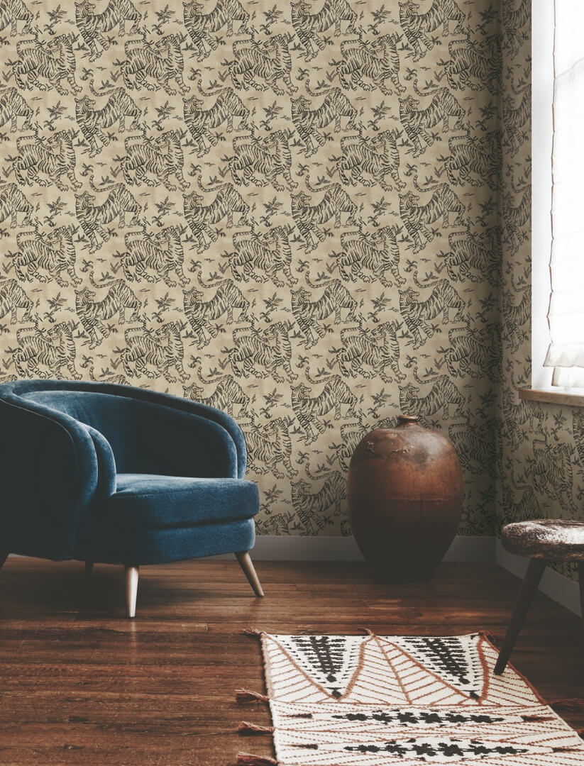 Tapeta tygrysy York Wallcoverings LM5332 Orly Tigers Lemieux Et Cie