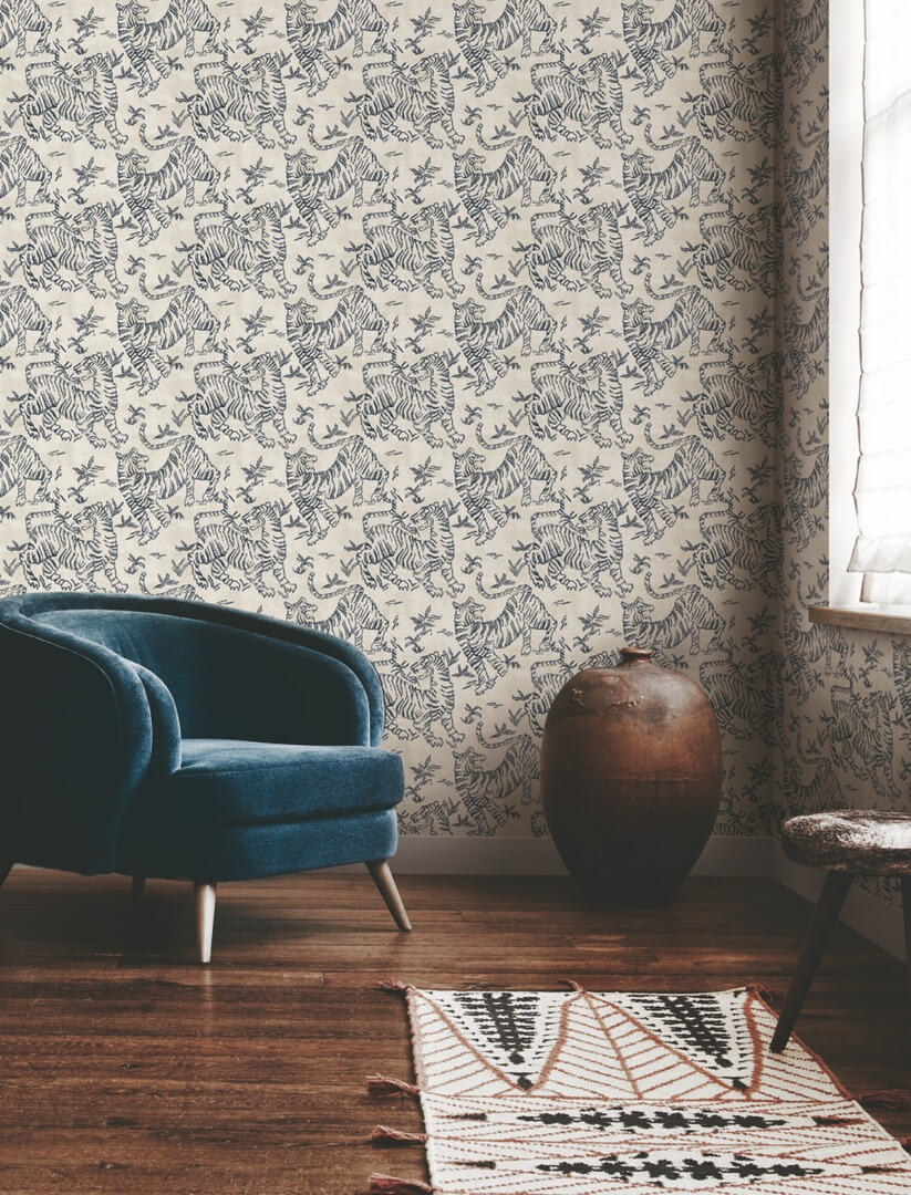 Tapeta tygrysy York Wallcoverings LM5333 Orly Tigers Lemieux Et Cie