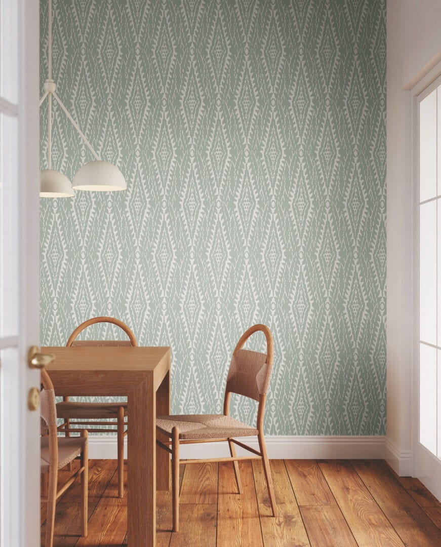 Tapeta geometryczna inspirowana ikatem York Wallcoverings LM5341 Rousseau Paperweave Lemieux Et Cie