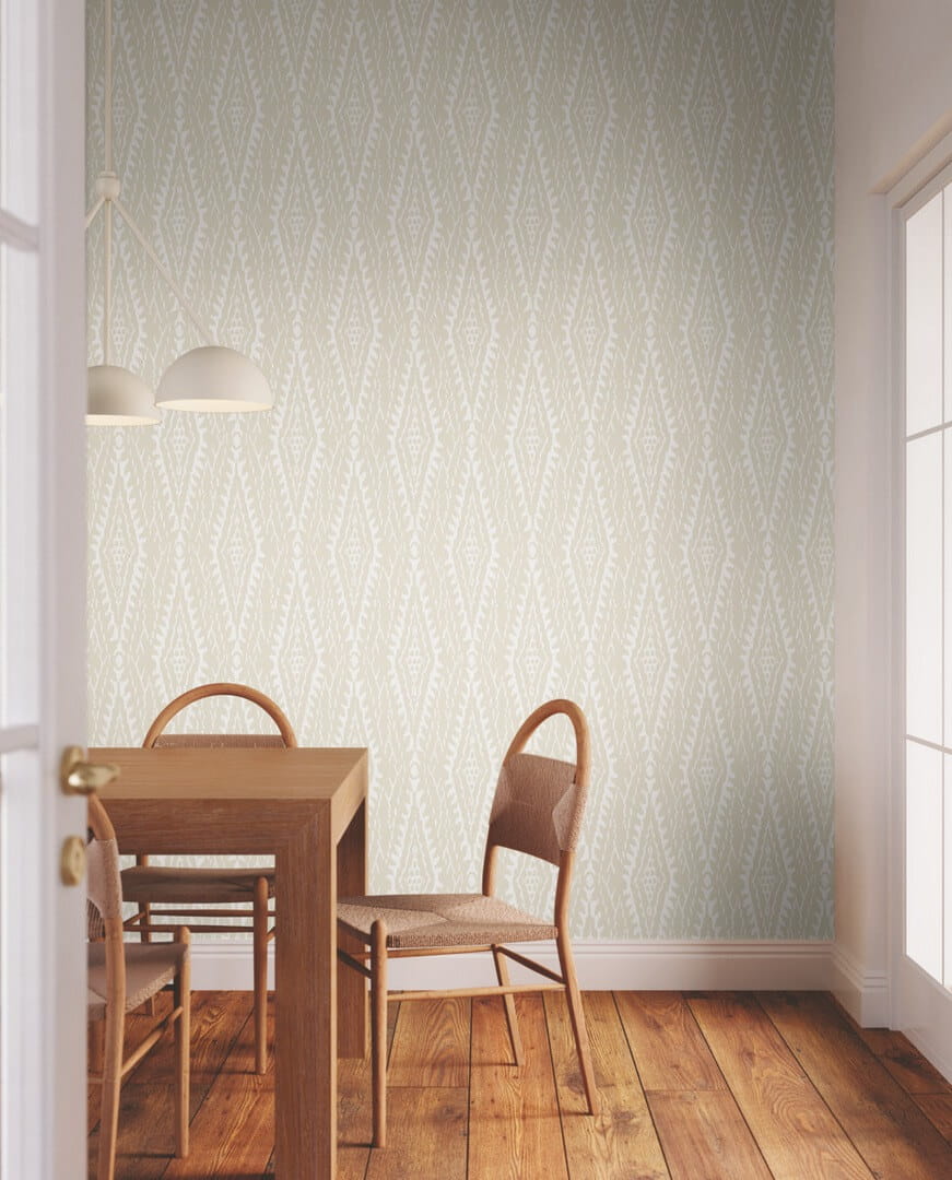 Tapeta geometryczna inspirowana ikatem York Wallcoverings LM5343 Rousseau Paperweave Lemieux Et Cie