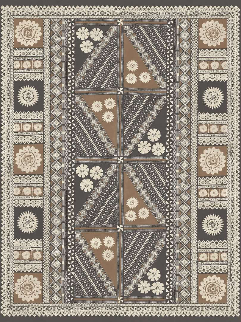 Mural inspirowany gobelinami z plemiennym wzorem York Wallcoverings AB3057M Tapa Artifacts