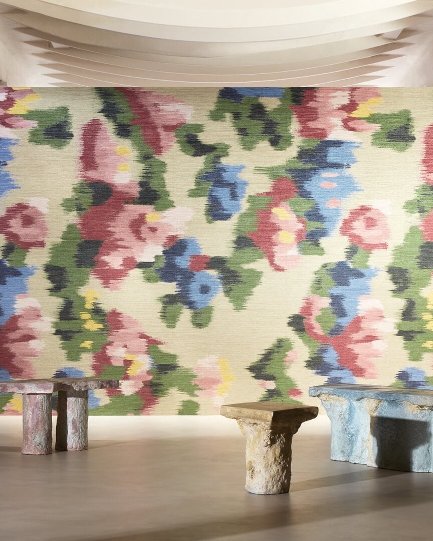 Mural abstrakcyjne kwiaty Elitis VP 981 04 Abstract Floral Matières à Réflexions x Callidus Guild