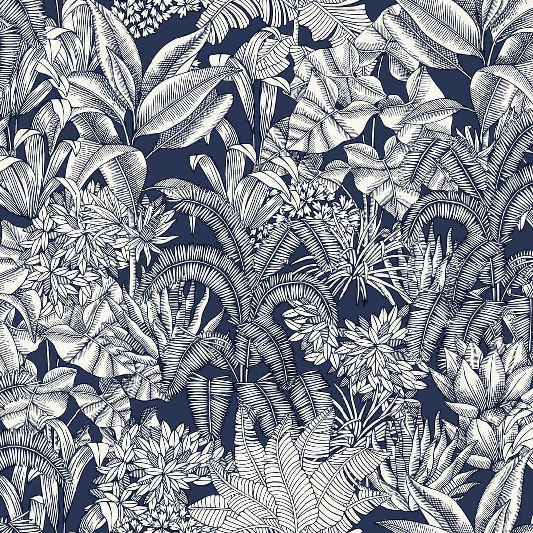 Tapeta tropikalna roślinność Caselio BLS 107486160 Palmaris Blue Shades